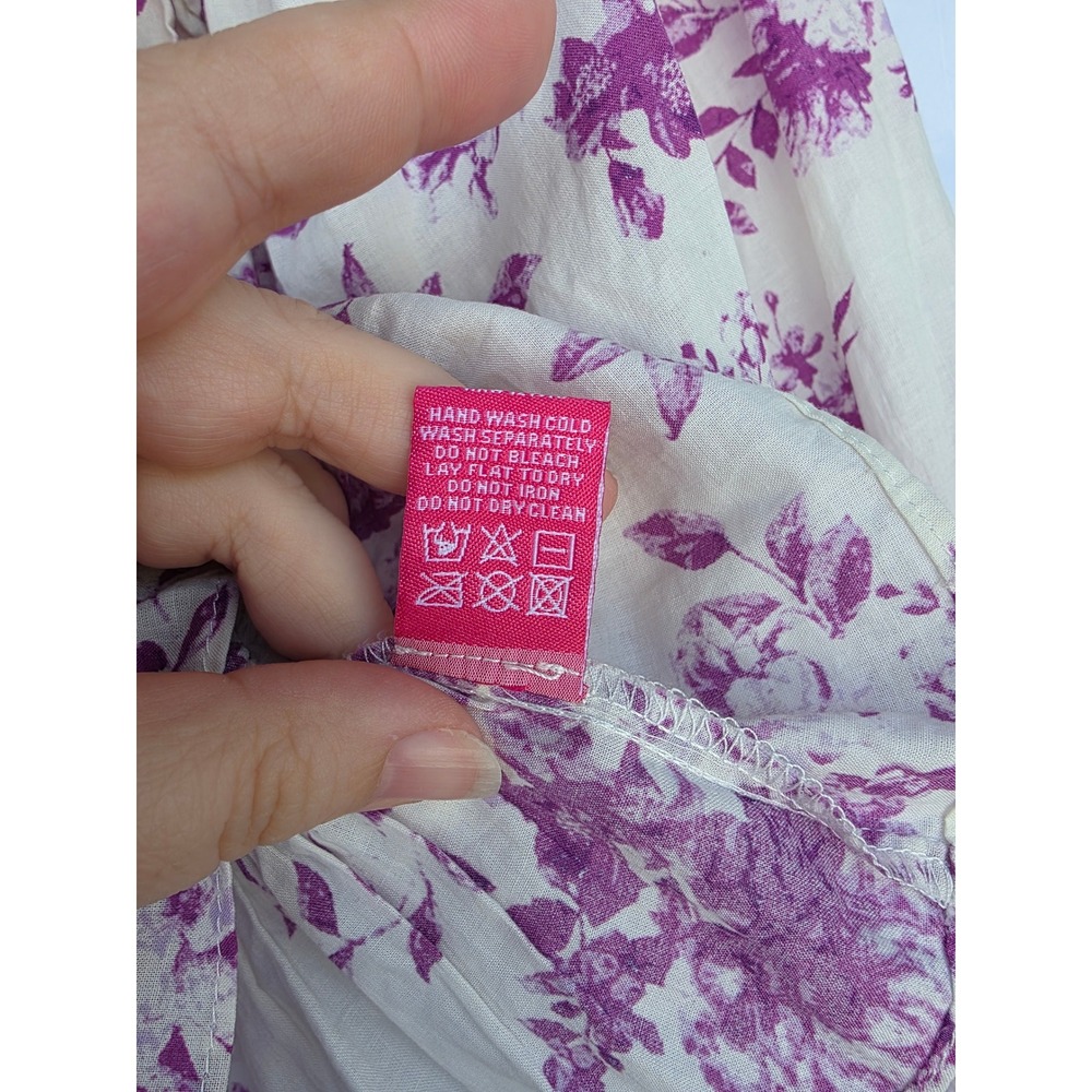 Flying Tomato Purple Floral Off The Shoulder Smocked Peplum Blouse Cotton Medium - Picture 11 of 12